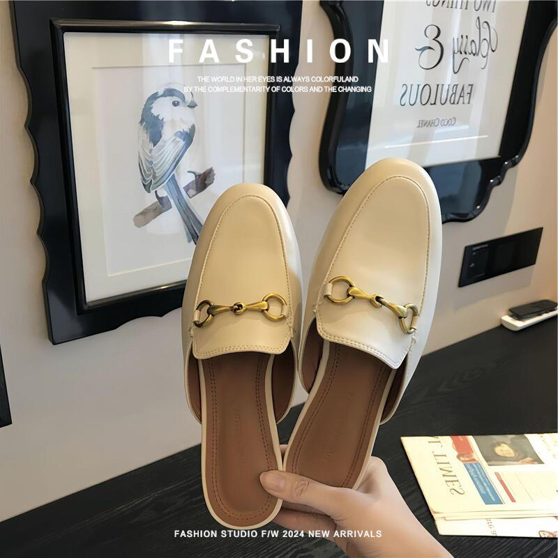 Fashion Pointed Toe Half Slippers Women Flat Shoes Ladies Slides Outside Mules Designer Sandals Summer Sandal Natalia Home Fashion    Natalia Home Fashion