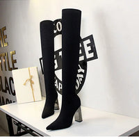 Sexy Slim Over-the-Knee High Heel Knee High Boots Women Long Boots Metal Heel Shoes