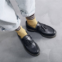 British Style Loafers Casual Round Toe Tassel Women's Leather Low Top Shoes Fashionable Slip-On Shoes