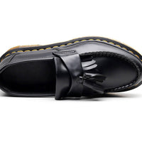 British Style Loafers Casual Round Toe Tassel Women's Leather Low Top Shoes Fashionable Slip-On Shoes