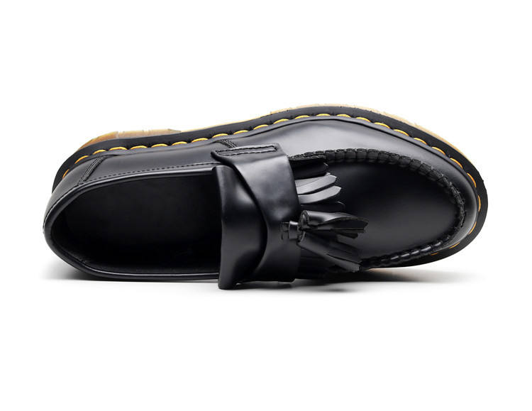 British Style Loafers Casual Round Toe Tassel Women's Leather Low Top Shoes Fashionable Slip-On Shoes