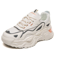 Casual Sporty Women's Shoes Fashion Versatile Thick Sole Increased Height Lightweight Breathable White Shoes