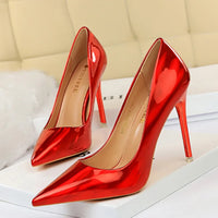 Women 10.5cm High Heels Valentine Pumps Luxury Glossy Stripper Stiletto Wedding Bridal Fetish Shoes