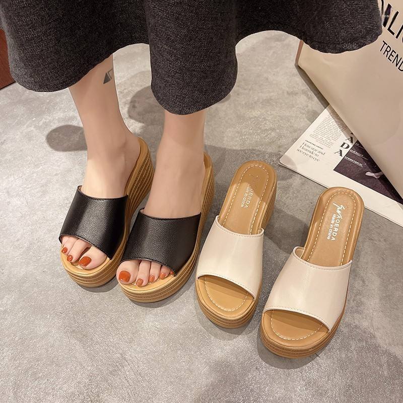 Platform Sandals Women's Summer style Beach High Heel Slippers Fashionable Ladies Slip-On Slippers