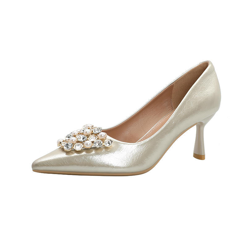 Style High-Grade French High Heels Fashion Rhinestone Wedding Shoes Bridal Shoes