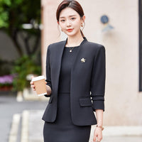 Two Piece Dress Suits For Women Long Sleeve Solid Slim Fit Fashionable Monochromatic Office Ladies Work Wear business suit