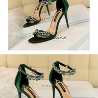 Open Toe Rhinestones Sandals Women New Designer Sexy High Heels Sandals Female Shoes Summer Heeled Sandals
