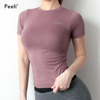 Peeli Women Yoga Top Seamless Sport T Shirts Fitness Clothes Short Sleeve Yoga Shirt Gym Top Running Active Wear Sport Top Femme Natalia Home Fashion    Natalia Home Fashion