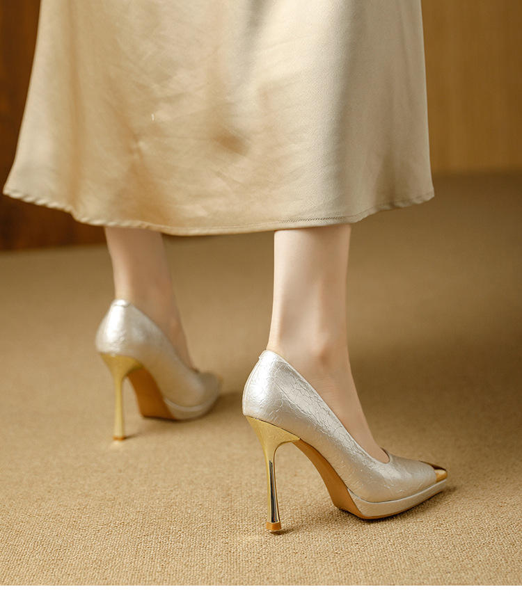 Elegant Heel Women's Shoes Party Style Comfortable Waterproof Platform Hollow out Design Fashion