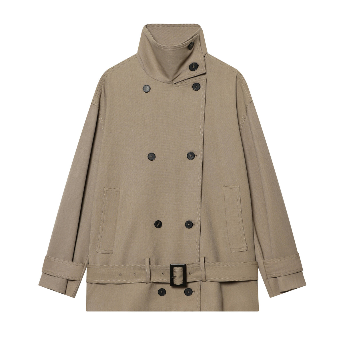 Women Fashion With Belt Double-breasted Trench Coat Women  Office Lady  Long Sleeve Loose Jacket Outerwear Natalia Home Fashion    Natalia Home Fashion