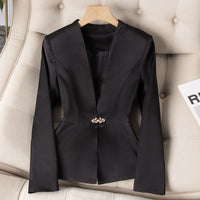 Women's Slim Fit Blazer Suit Fashion Solid Color Single Button Jacket Office Lady Coat and Pants