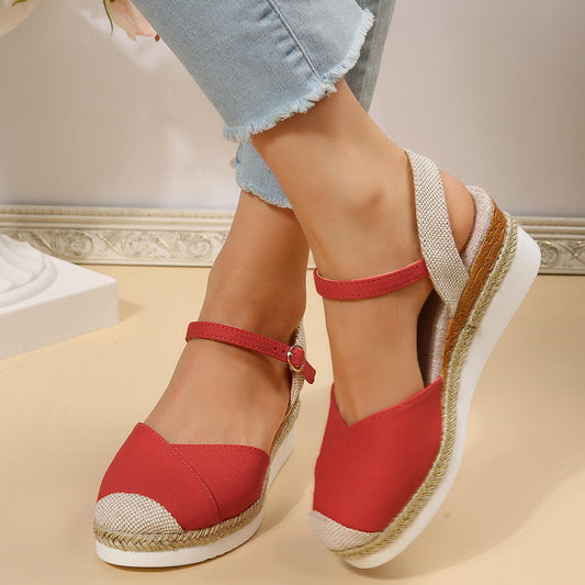 Women Closed Toe Wedge Sandals Women Buckle Strap Gladiator Shoes Woman Fashion Platform Sandals