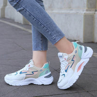 Women's Casual Breathable Leather Sneakers Versatile Flat Heel Shock Absorption Comfortable and Fashionable Shoes