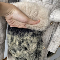 Genuine Sheep Shearling Trench Coat Fluffy Big Real Fox Fur Collar Winter Long Natural Leather Coat for Women Natalia Home Fashion    Natalia Home Fashion