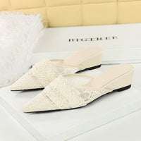 French-style Lace Toe Half-toe Sandals for Women Worn on Top with A Pair of Mesh Tulle High-heeled Slippers - Natalia Home Fashion