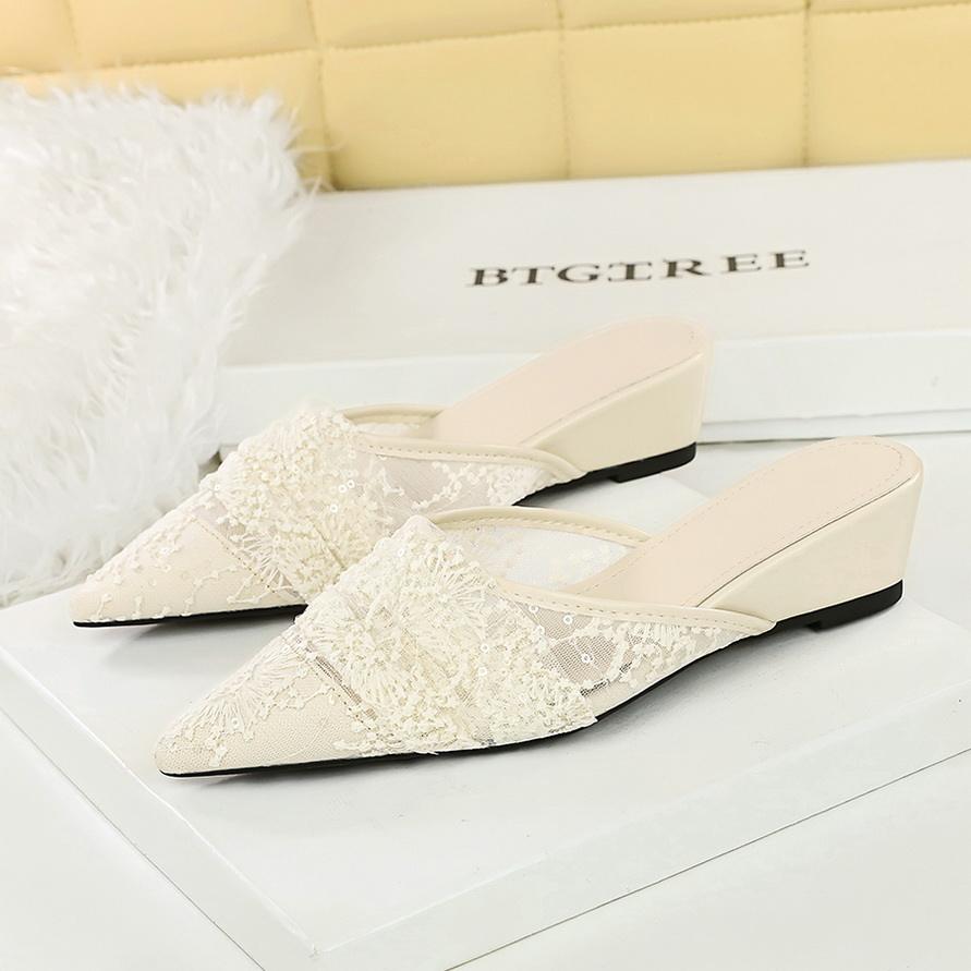 French-style Lace Toe Half-toe Sandals for Women Worn on Top with A Pair of Mesh Tulle High-heeled Slippers - Natalia Home Fashion