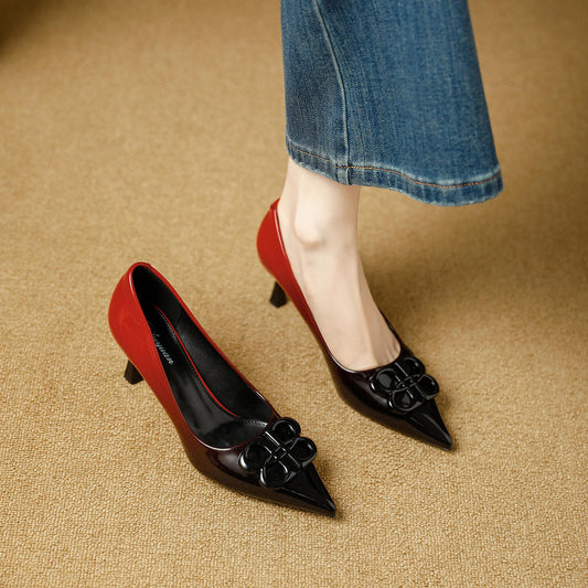 Woman's High Heels Black  New Lacquer Leather Women's Business Wedding Shoes 7cm