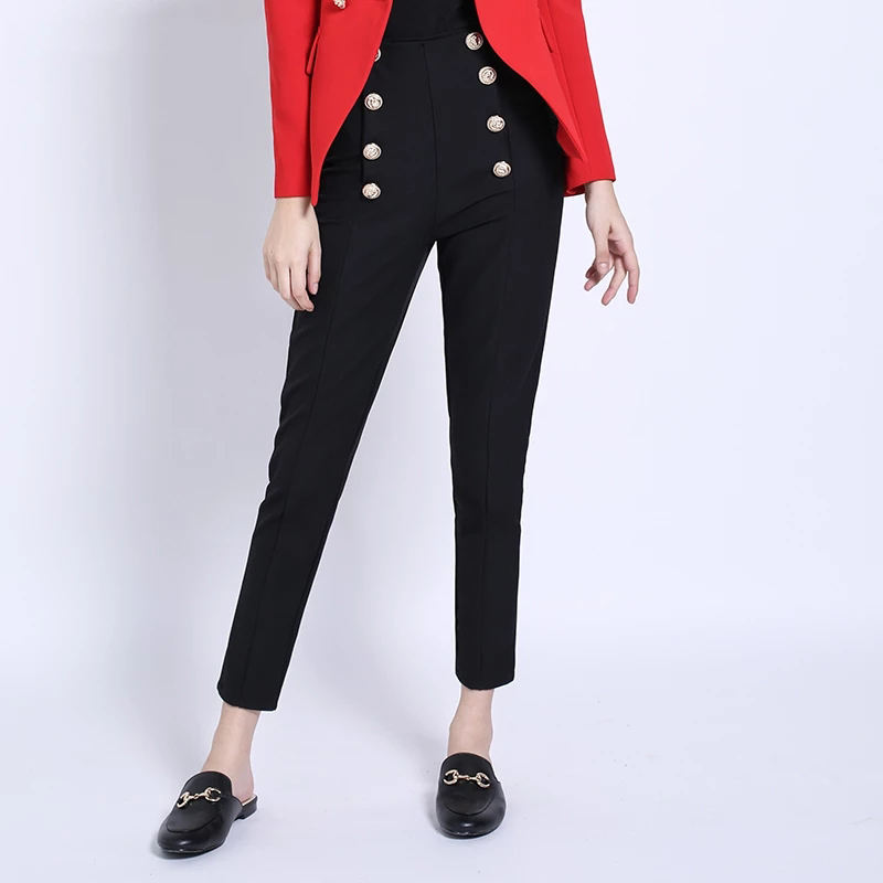 Fashion Women's Trousers New High-elastic Double-breasted Tight-fitting High-waisted Slimming Pants Women's Pants