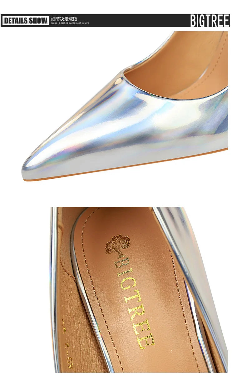 Women 10.5cm High Heels Valentine Pumps Luxury Glossy Stripper Stiletto Wedding Bridal Fetish Shoes