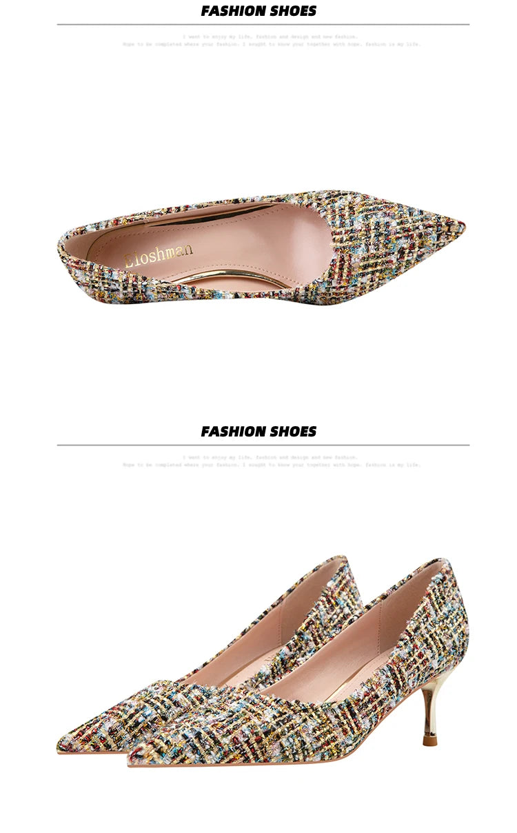 Simple Style New Fashion Sexy Wild Stiletto Metal Heels Pointed Toe Shallow Slim Bling Wedding Women Dress Pumps Shoes