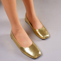 Ladies Ballet Flats Weaving Gold Silver Shoes Pointed Toe Breathable Slip-Ons Summer