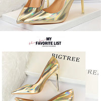 Women 10.5cm High Heels Valentine Pumps Luxury Glossy Stripper Stiletto Wedding Bridal Fetish Shoes