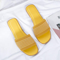 Women's Open Toe Summer Flat for Slippers Fashion Knitting Lazy Trendy Fashion Slides