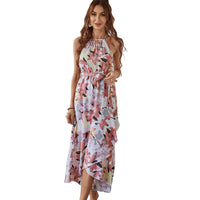 Women's Summer Dress Female Strap Long Sundress Sexy Flower Print Backless Maxi Dresses Lady Casual Sleeveless