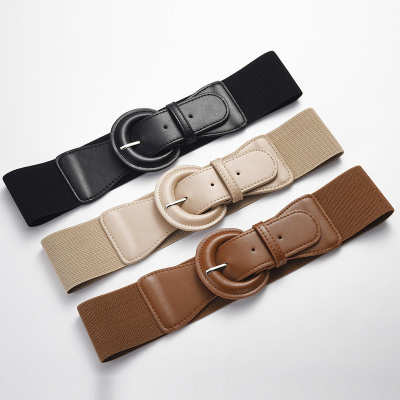 Women Stretchy Wide Waist Belt Ladies Elastic Dress Cummerbund with Pin Buckle Stretch Fashion Cinch Belts