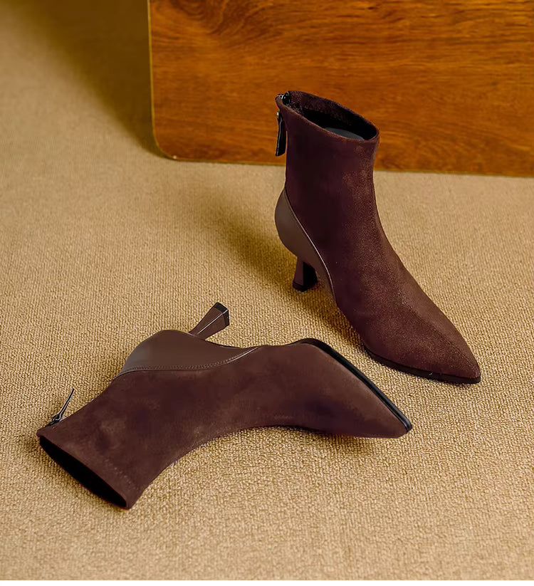 Pointed Toe Women's High Heel Ankle Boots Fashion Elegant Dancing Party Shoes Women's Stretch Slim Short Booties