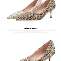 Simple Style New Fashion Sexy Wild Stiletto Metal Heels Pointed Toe Shallow Slim Bling Wedding Women Dress Pumps Shoes