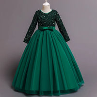 Princess Mesh Dress  Girl Party Clothing Kids Sequin Wedding Dresses Children Spring Autumn Prom Costume