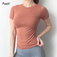 Peeli Women Yoga Top Seamless Sport T Shirts Fitness Clothes Short Sleeve Yoga Shirt Gym Top Running Active Wear Sport Top Femme Natalia Home Fashion    Natalia Home Fashion