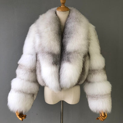 100% Natural Real Fox Fur Coat Jacket Thick Warm Cropped Winter Fluffy Women Luxury Fur Coats Natalia Home Fashion    Natalia Home Fashion
