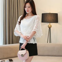 Loose Lace Blouse Women Butterfly Sleeve Chiffon Shirt Woman Fashion Casual Floral Shirt Tops