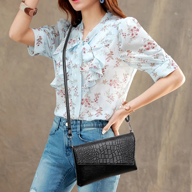 Women Flap Messenger Bags Crocodile pattern Design Shoulder Bags PU Leather Lady Fashion Handbags Vintage Crossbody Bag