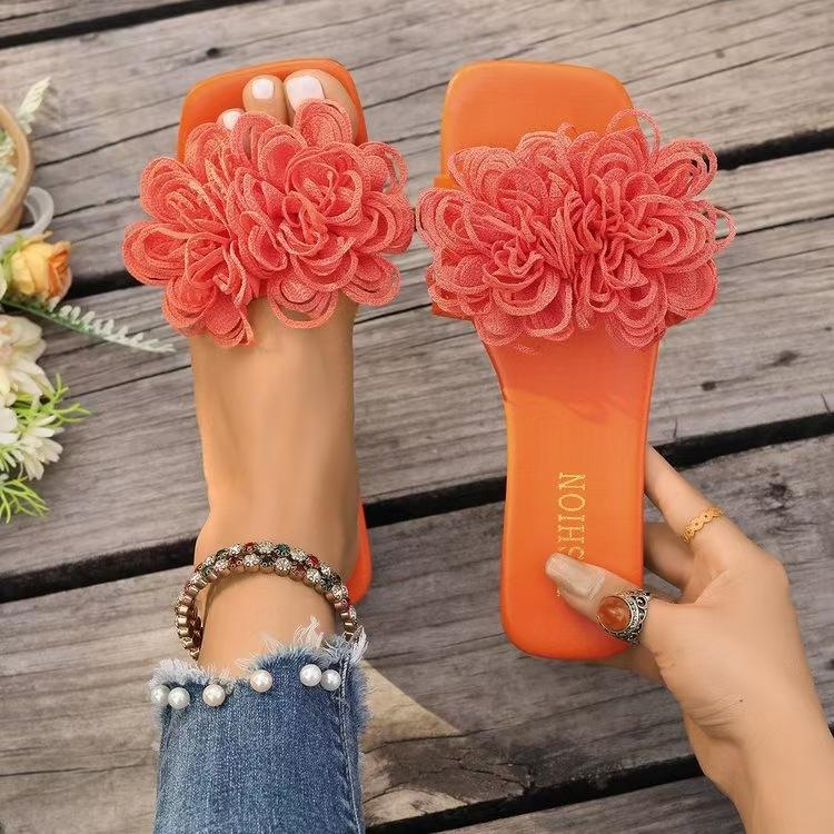 Women's Casual Floral Sandals Flat Bottom Beach Slippers Fashionable Comfortable PU Leather Outerwear Rubber Sole - Natalia Home Fashion