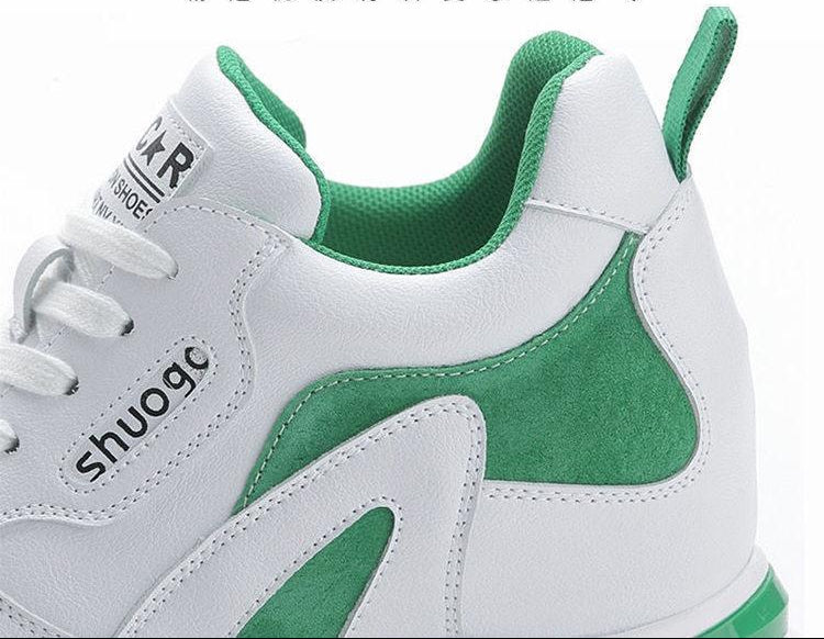 Women's Breathable Mesh Sports Shoes Thick Bottom Casual Flat Platform Sneakers round Toe Mid Heel Cross Buckle