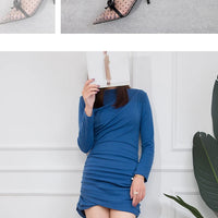 Fashion Women Ankle Boots Pointed Toe Short Pointed Toe Bow Design Thin Low Heels Back Zipper Fashion Boots Air Mesh Boots