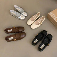 Women's Mary Jane Flat Bottom Slip-On Shoes with Buckle Soft Style Versatile Shoes