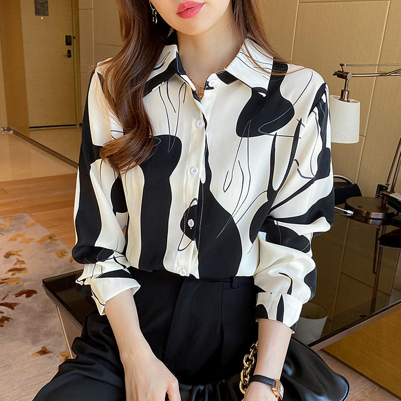 Print Shirts & Blouses for Women Fine Elegant Fashion Chic Chiffon Woman Top