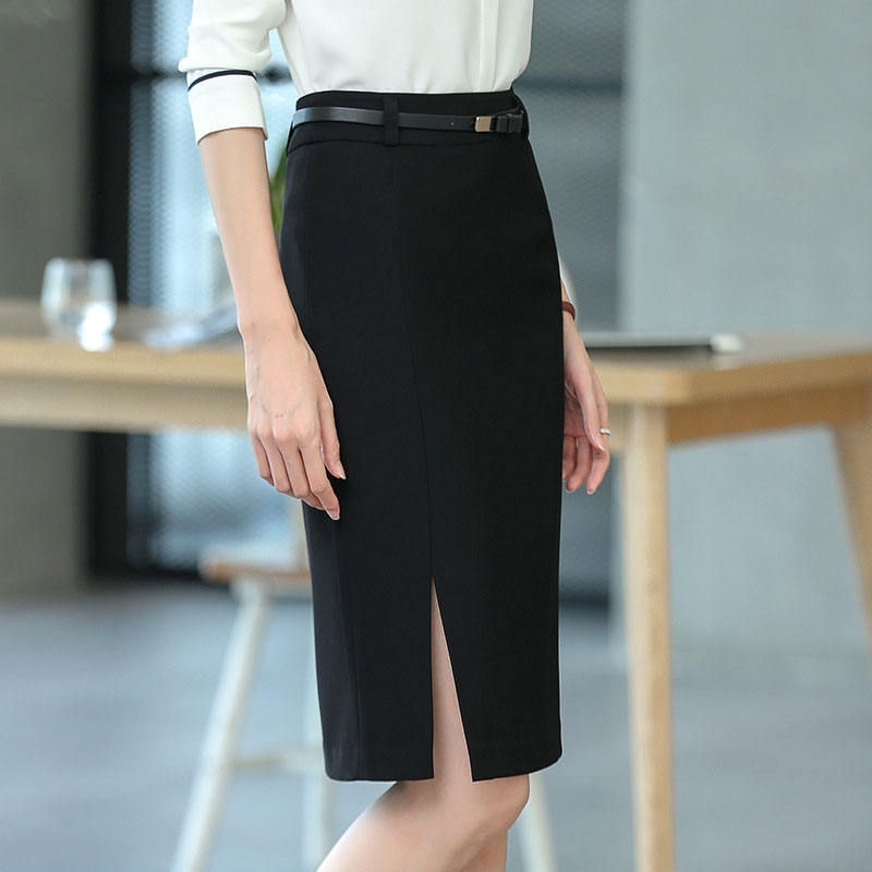 Women's High Waist Split Knee Length Midi Bodycon Pencil Skirt, Elegant Suit, Business Work Skirt, Office Ladies Skirts