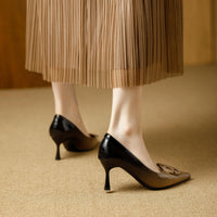 Woman's High Heels Black  New Lacquer Leather Women's Business Wedding Shoes 7cm