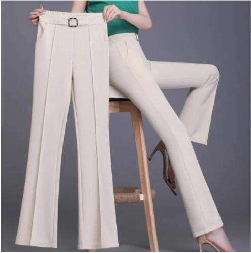 High Waist Wide Leg Ice Silk Pants Women's New Style Thin Loose Straight Cut Versatile Nine Point Long Trousers