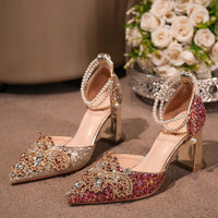 Crystal Women Wedding Shoes Rhinestone High Heels Ankle Strap Stilettos Women Crystal Party Dress Sandals