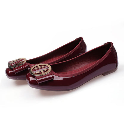 Women's Flats Shallow Work Shoes Soft Sole Non Slip Women Casual Shoes Patent Leather Breathable Women Shoes Summer
