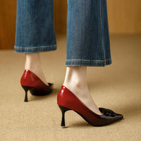Woman's High Heels Black  New Lacquer Leather Women's Business Wedding Shoes 7cm