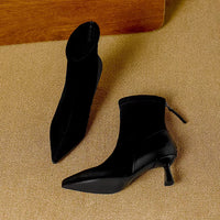 Pointed Toe Women's High Heel Ankle Boots Fashion Elegant Dancing Party Shoes Women's Stretch Slim Short Booties