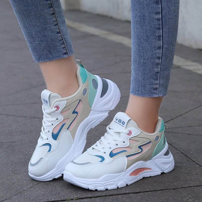 Women's Casual Breathable Leather Sneakers Versatile Flat Heel Shock Absorption Comfortable and Fashionable Shoes