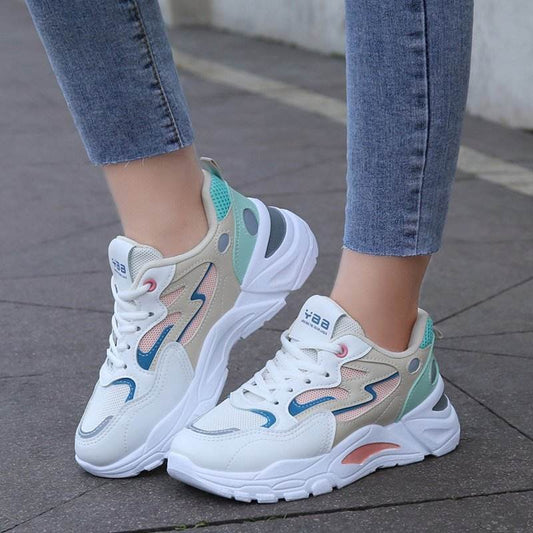 Women's Casual Breathable Leather Sneakers Versatile Flat Heel Shock Absorption Comfortable and Fashionable Shoes